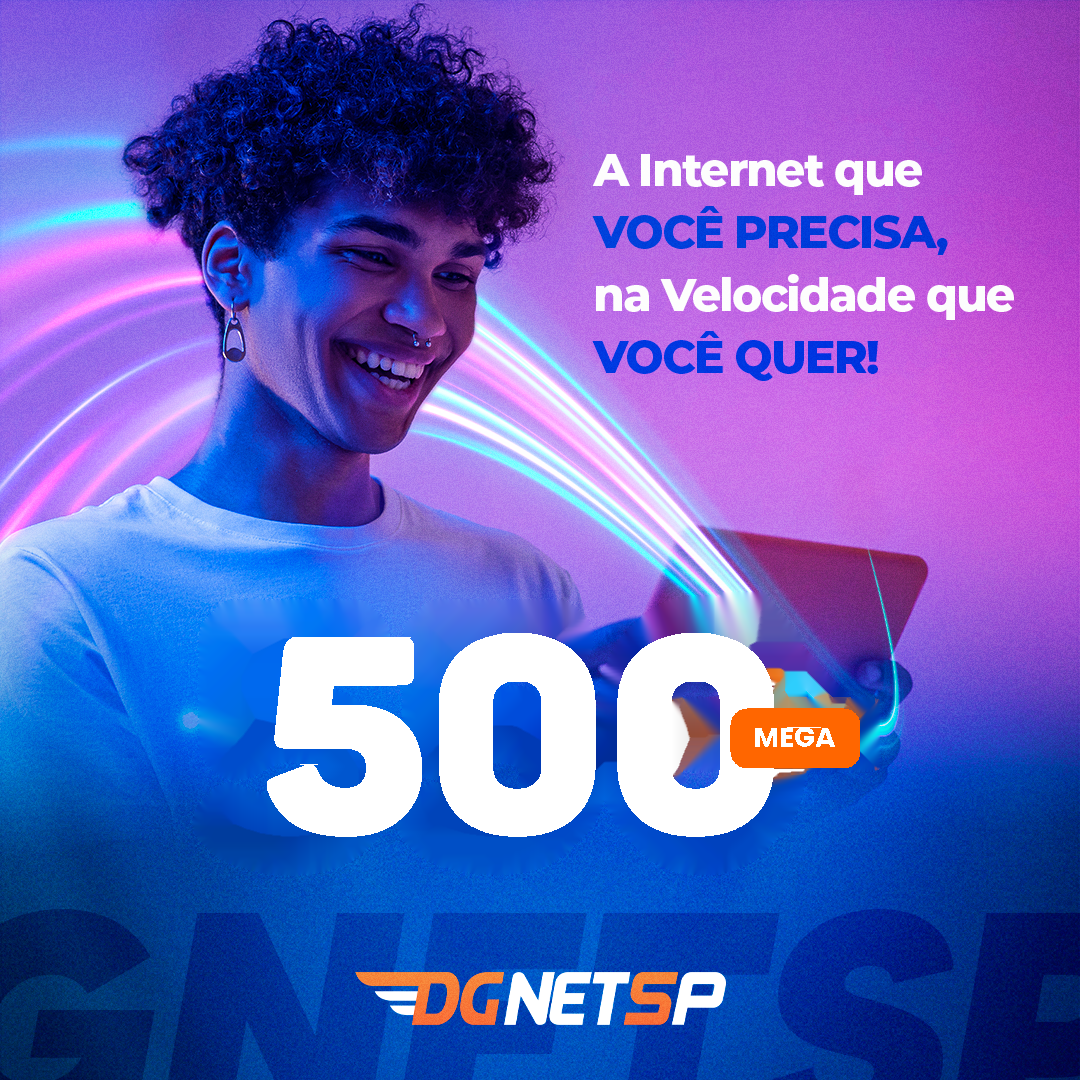 Internet fibra de 500 mega para a casa, com Wi-Fi incluso.
